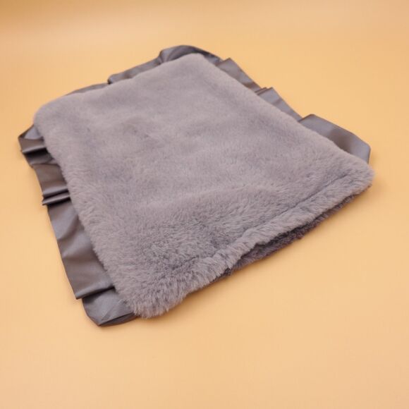 Blankets by Brian Lovey Minky Mini Blanket Gray 15"×13.5" Satin Ruffle - Picture 6 of 10